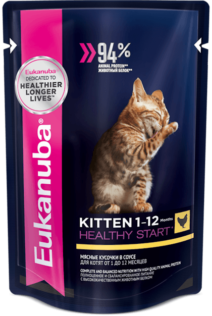 Eukanuba Kitten, кусочки с курицей в cоусе 85гр