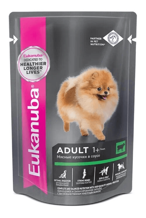 Eukanuba влажный корм для взрослых собак с говядиной в соусе  100гр